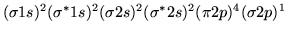 $(\sigma 1s)^2(\sigma^{\ast}1s)^2(\sigma 2s)^2(\sigma^{\ast}2s)^2
  (\pi 2p)^4(\sigma 2p)^1$